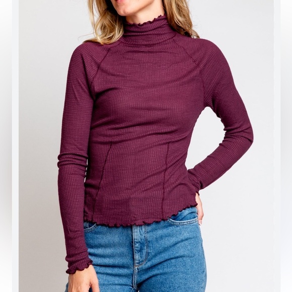 Intimately Free People Make It Easy Thermal, Mock Neck, Long Sleeves, XS - Picture 1 of 7